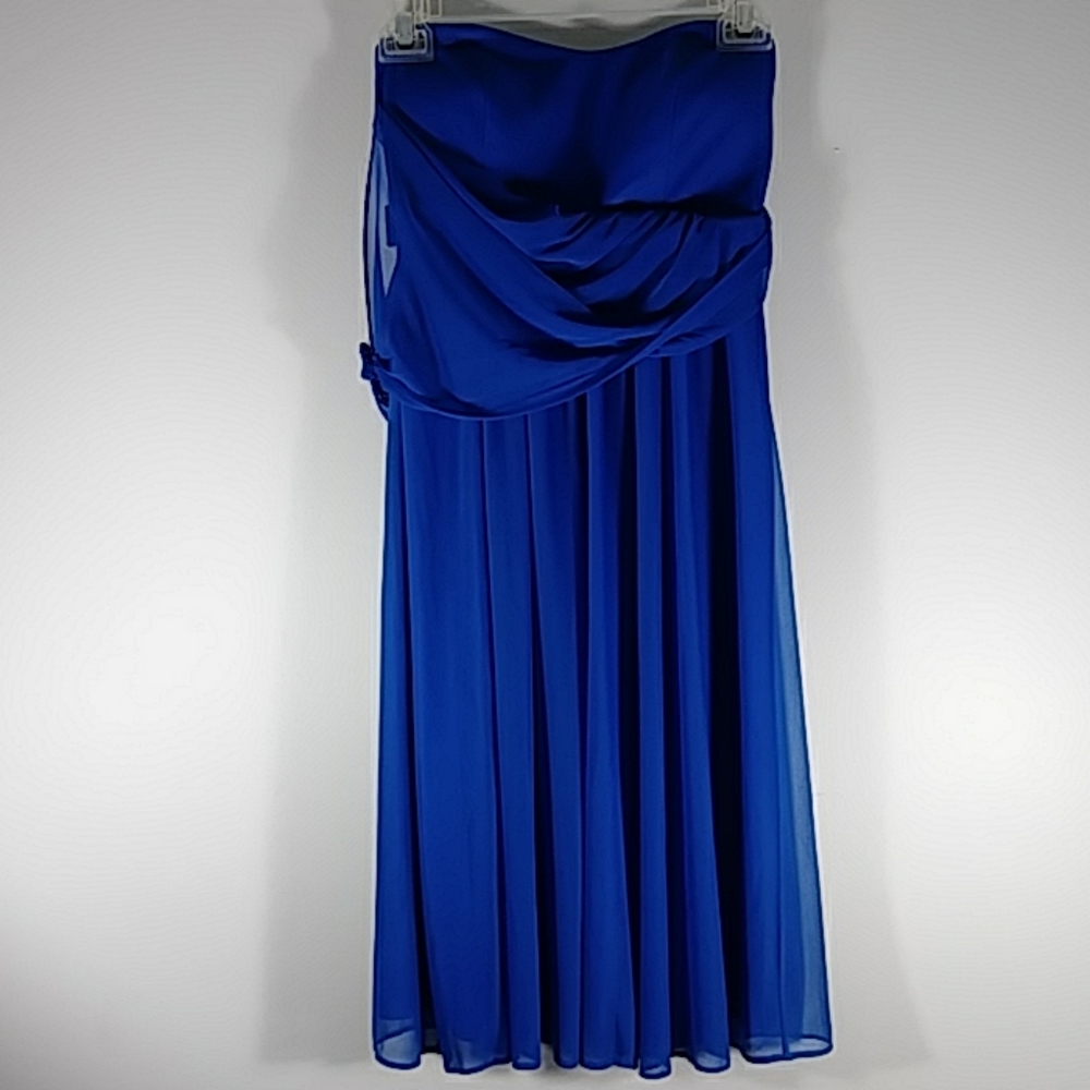 David's Bridal Blue one shoulder  dress Sz 2